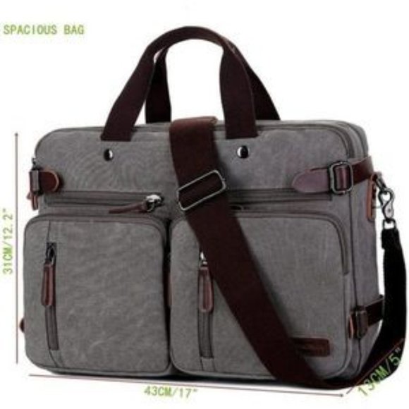 NEW Convertible Briefcase Backpack Grey - Picture 6 of 8